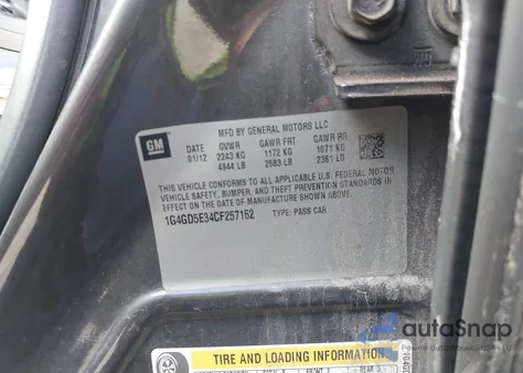 2012 Buick Lacrosse Premium 1 Group из США, поврежденный, VIN 1G4GD5E34CF257162